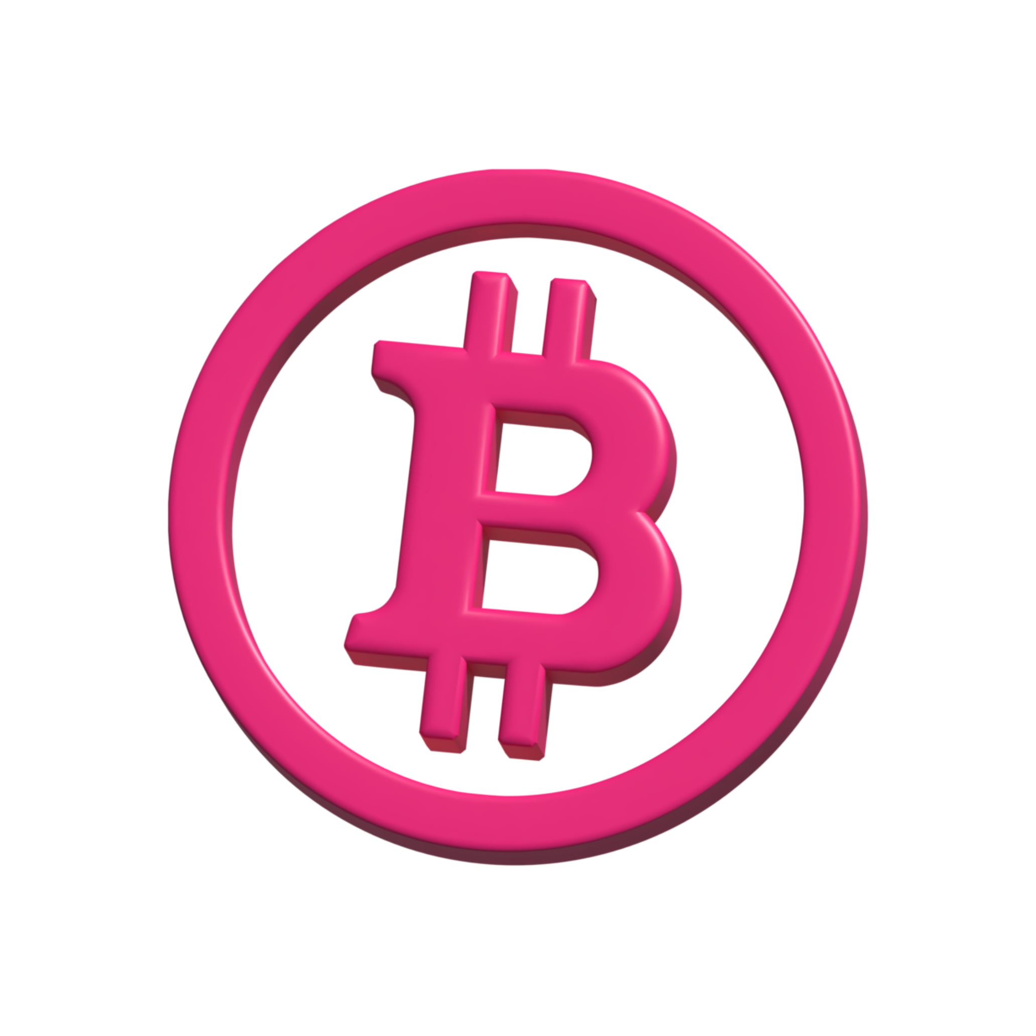 Pinkes 3D-Bitcoin Logo, Symbol für größte Cryptowährung und digitale Investitionen